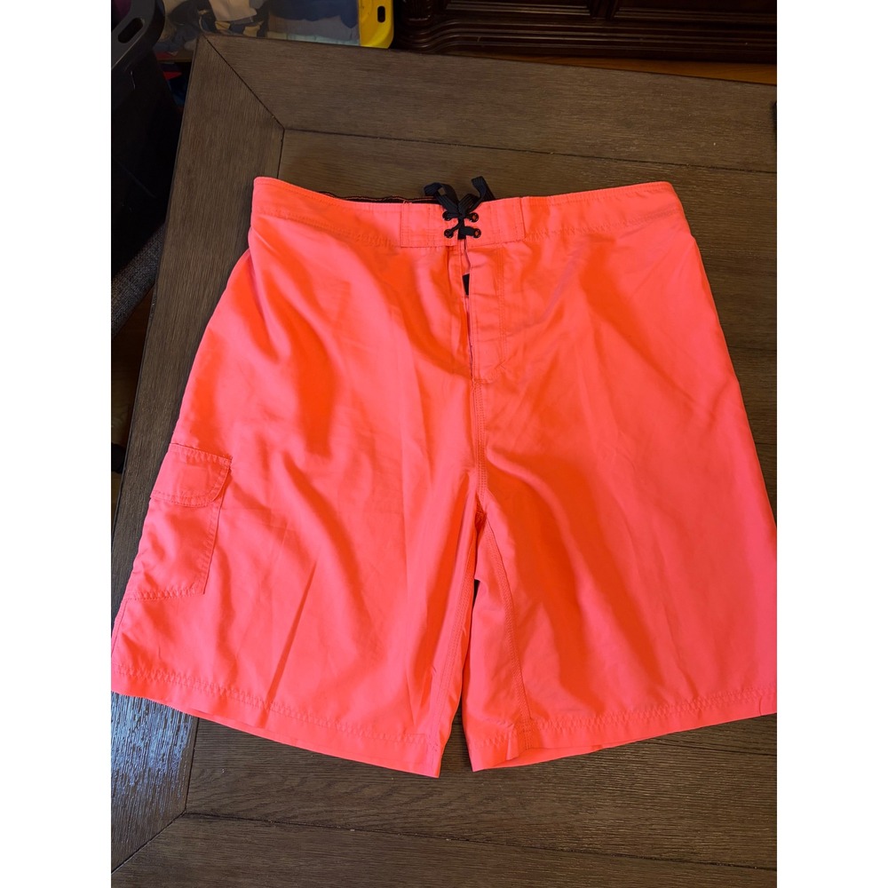 Surf Style Board Shorts Mens 3XL Neon Coral Pink Cargo Pocket Swim Trunks
